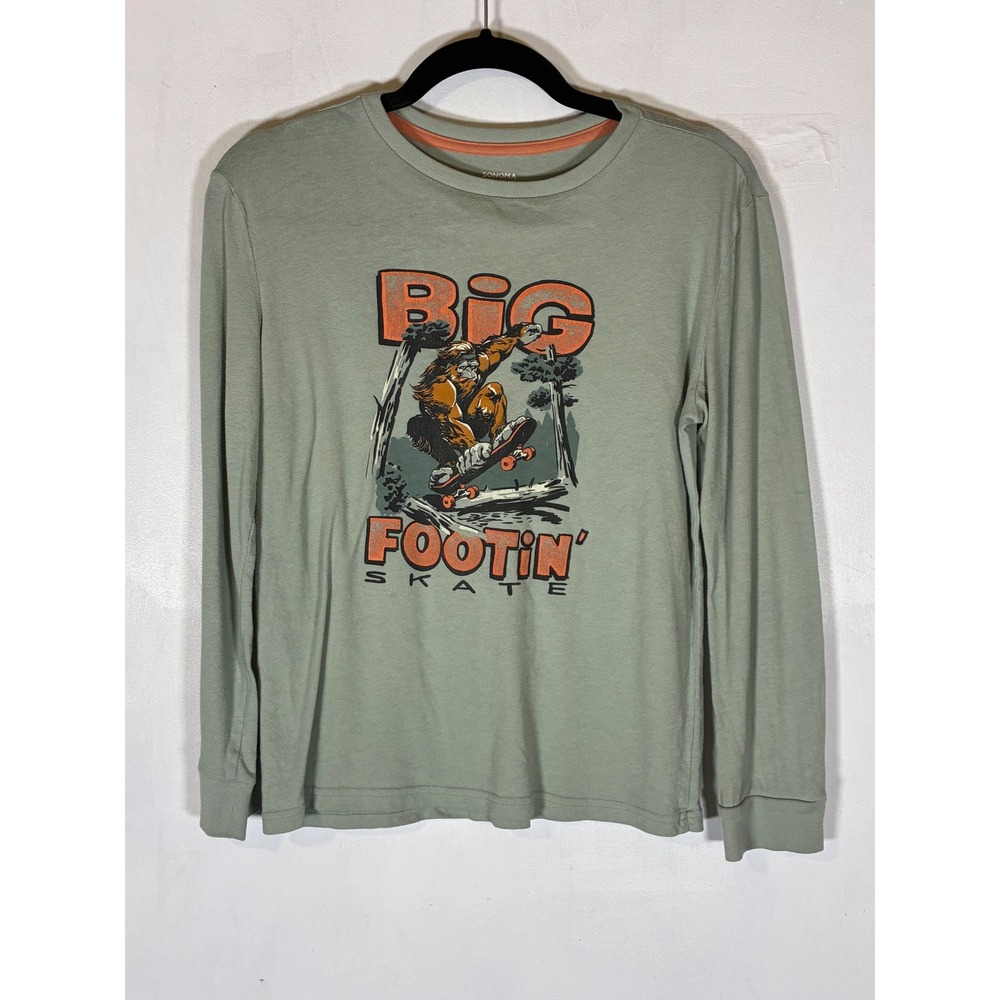 Sonoma Boys 10/12 Bigfoot Skateboard Graphic Green Long Sleeve T-Shirt